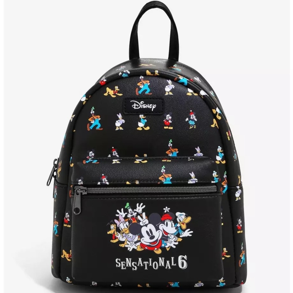 NEW - DISNEY x LOUNGEFLY - THE DISNEY SENSATIONAL SIX MINI BACKPACK (BLACK)